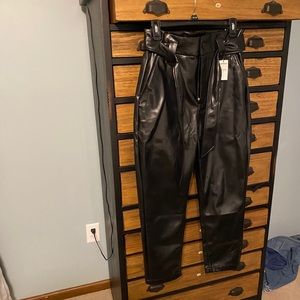 Express Leather paper bag waist pants